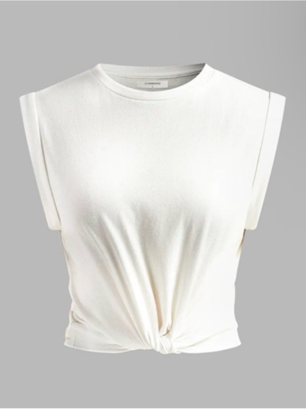 NWT Commense White Cotton Knotted Sleeveless T-Shirt